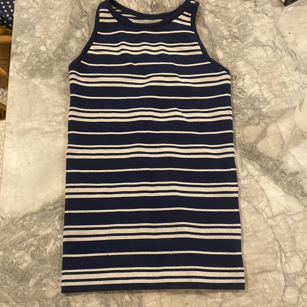 Navy and white stripe ribbed tank
